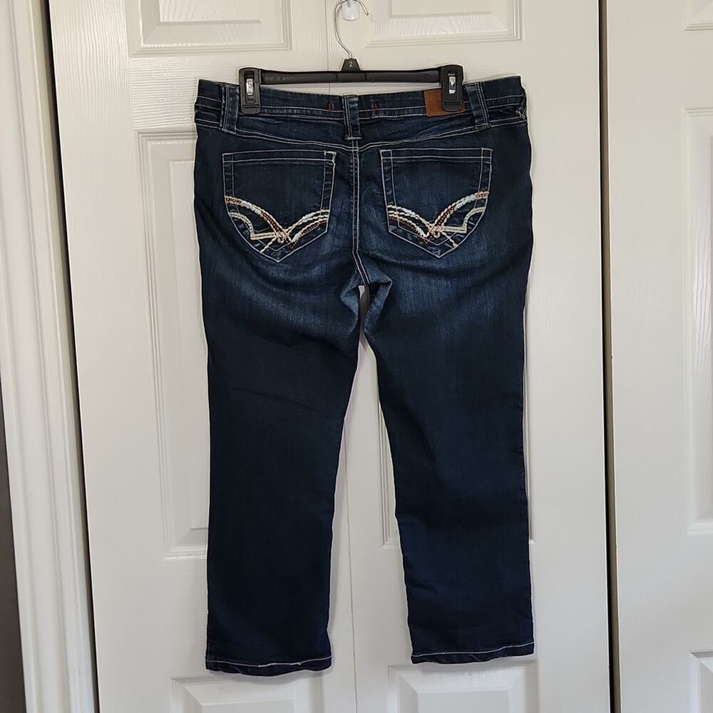Fragile Womens Dark Wash Cropped Jeans Size 35/11 Stitched Pockets Denim Western